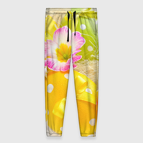 Женские брюки Пасхальные яйца и цветы / 3D-принт – фото 1