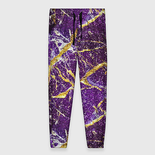 Женские брюки Фиолетовые и золотые блестки / 3D-принт – фото 1