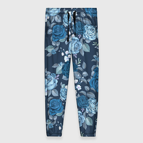 Женские брюки Голубые розы паттерн / 3D-принт – фото 1