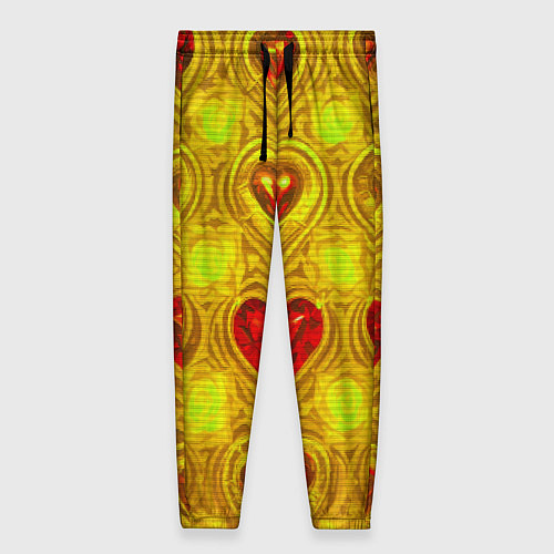 Женские брюки Узор рубиновые сердца / 3D-принт – фото 1