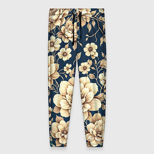 Женские брюки Золотые цветы узор / 3D-принт – фото 1
