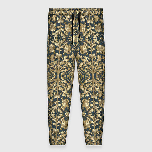 Женские брюки Объемный золотой цветочный узор / 3D-принт – фото 1
