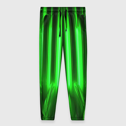 Женские брюки Зеленые неоновый световой фон / 3D-принт – фото 1