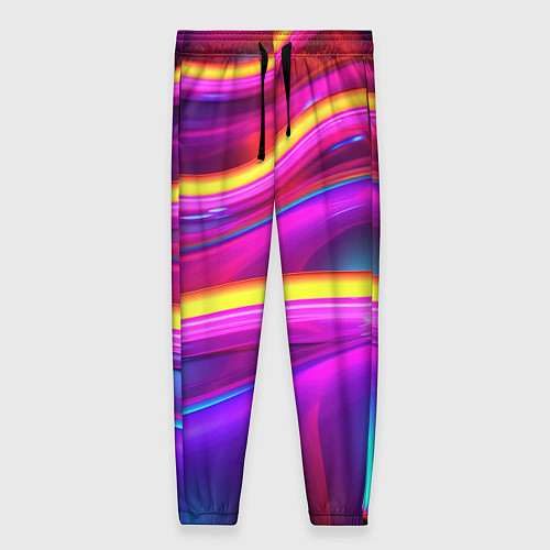 Женские брюки Неоновые светящиеся волны / 3D-принт – фото 1