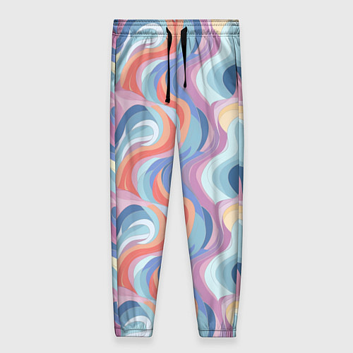 Женские брюки Абстрактные волны пастельные цвета / 3D-принт – фото 1