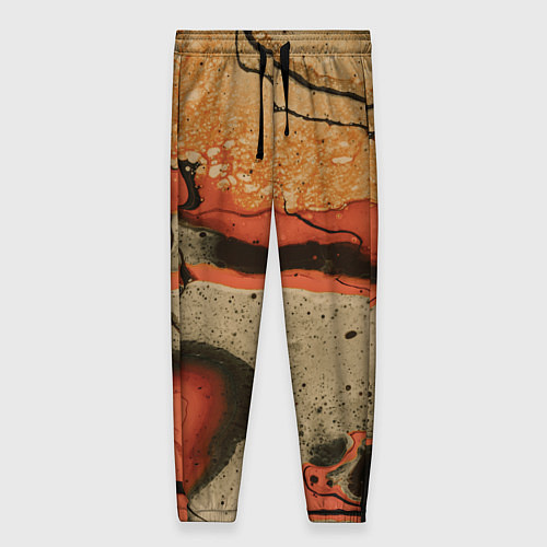 Женские брюки Оранжевые и бежевые потоки красок / 3D-принт – фото 1