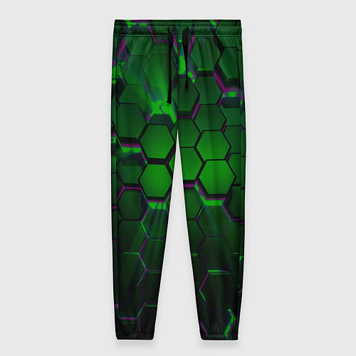 Женские брюки Зелёные соты / 3D-принт – фото 1