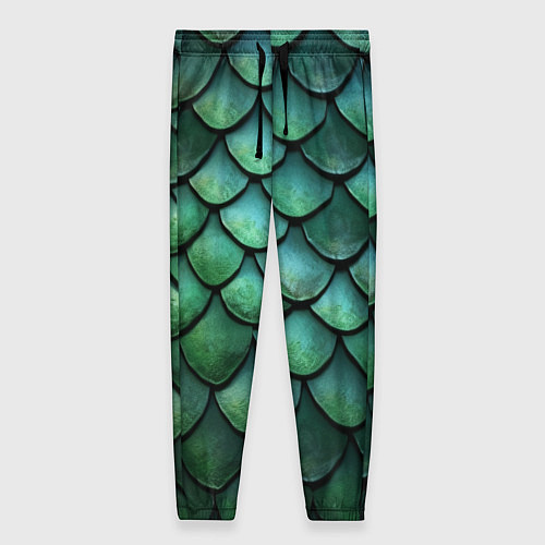 Женские брюки Чешуя зелёного дракона / 3D-принт – фото 1