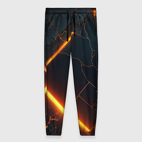 Женские брюки Неоновые разломы - оранжевый / 3D-принт – фото 1