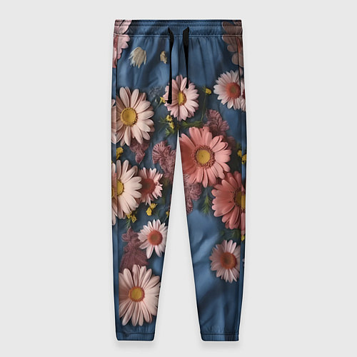 Женские брюки Хризантемы на джинсе / 3D-принт – фото 1