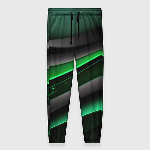 Женские брюки Black green line / 3D-принт – фото 1
