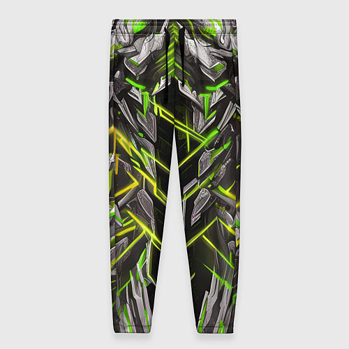 Женские брюки Киберпанк линии зелёные / 3D-принт – фото 1
