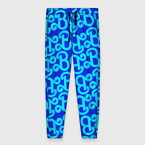 Женские брюки Логотип Барби - синий паттерн / 3D-принт – фото 1