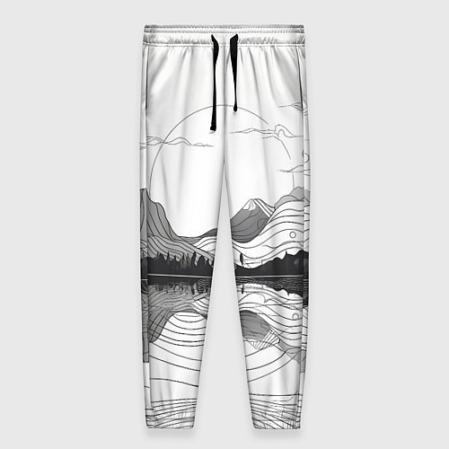 Женские брюки Минималистичный пейзаж чб / 3D-принт – фото 1