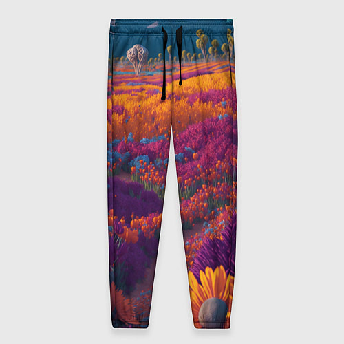 Женские брюки Цветочный луг / 3D-принт – фото 1