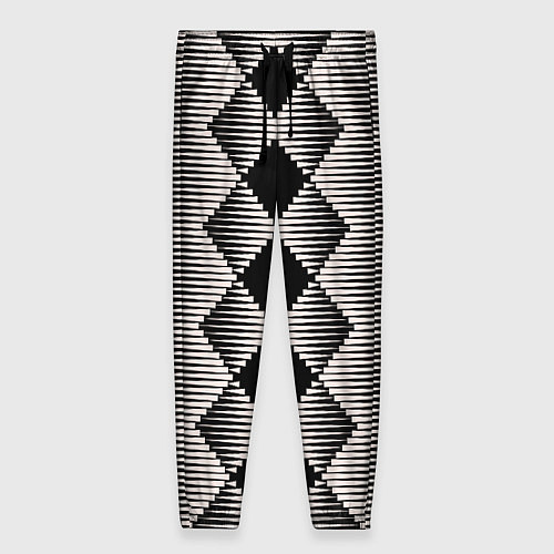 Женские брюки Черные бежевые ромбы / 3D-принт – фото 1