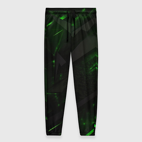 Женские брюки Dark black green abstract / 3D-принт – фото 1