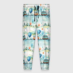 Женские брюки Трамвайчики и воздушные шары - авральный паттерн