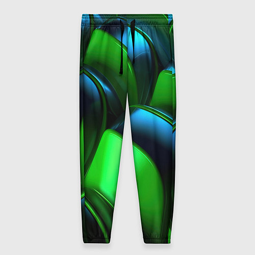 Женские брюки Зеленые абстрактные элементы / 3D-принт – фото 1