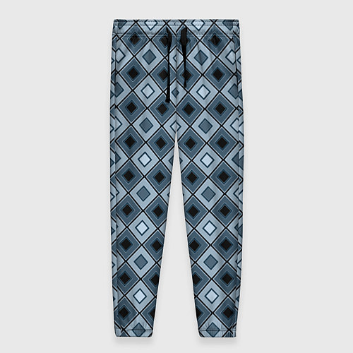 Женские брюки Геометрический узор в серо-голубом цвете / 3D-принт – фото 1