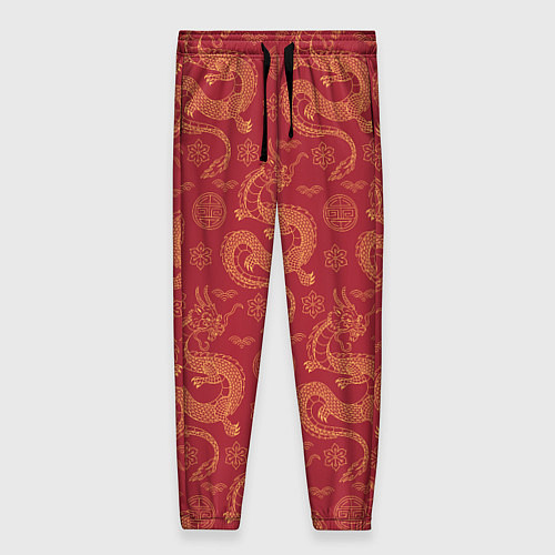 Женские брюки Dragon red pattern / 3D-принт – фото 1