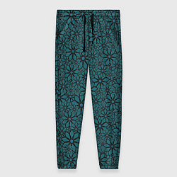 Женские брюки Цветочный паттерн сине-зелёный