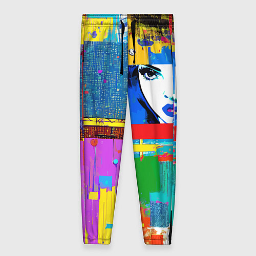Женские брюки Лоскутное одеяло - поп-арт / 3D-принт – фото 1