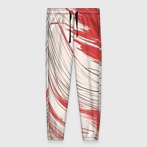 Женские брюки Абстракция красно-белая / 3D-принт – фото 1