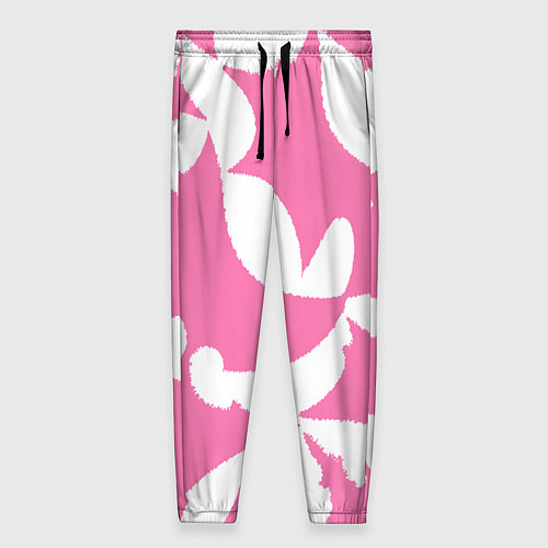 Женские брюки Бело-розовая абстрактная композиция / 3D-принт – фото 1
