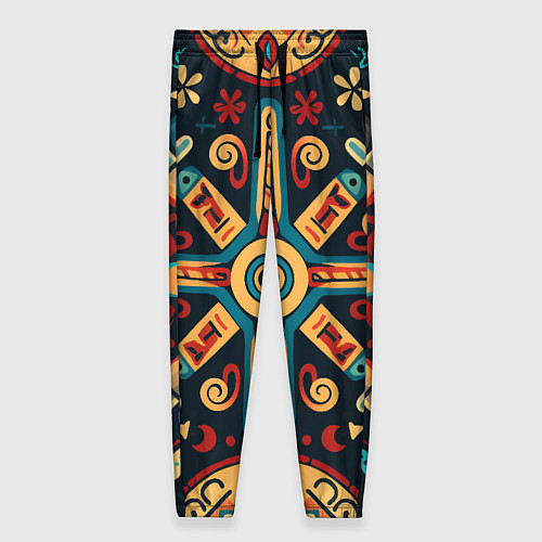 Женские брюки Симметричный орнамент в славянском стиле / 3D-принт – фото 1