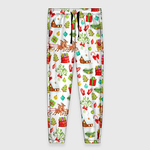 Женские брюки Новогодний патерн / 3D-принт – фото 1