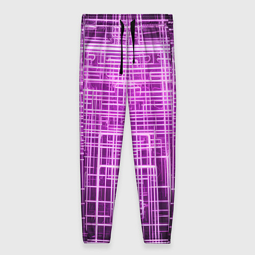 Женские брюки Фиолетовые неоновые полосы киберпанк / 3D-принт – фото 1