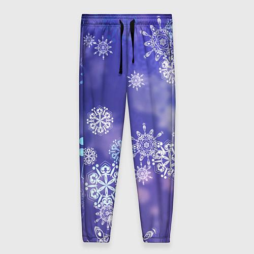 Женские брюки Крупные снежинки на фиолетовом / 3D-принт – фото 1