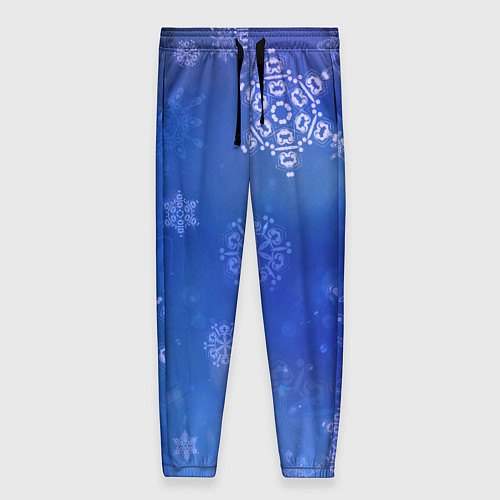 Женские брюки Декоративные снежинки на фиолетовом / 3D-принт – фото 1