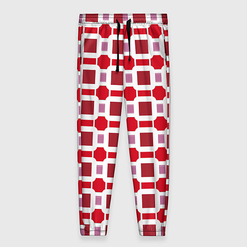 Женские брюки Красные кирпичики и белые полосы / 3D-принт – фото 1
