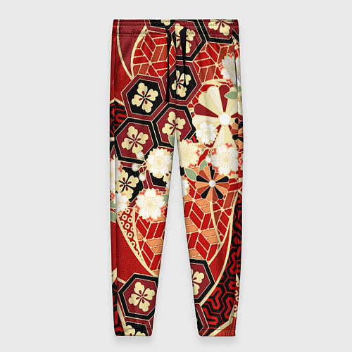 Женские брюки Японские хризантемы с сакурой / 3D-принт – фото 1
