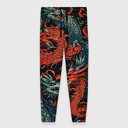 Женские брюки Красный и серый дракон / 3D-принт – фото 1