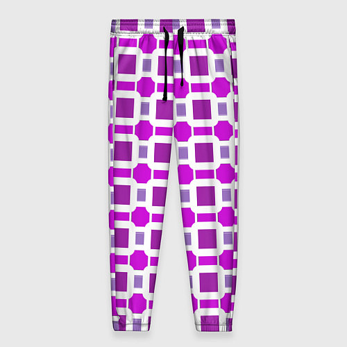 Женские брюки Фиолетовые кирпичики и белые полосы / 3D-принт – фото 1