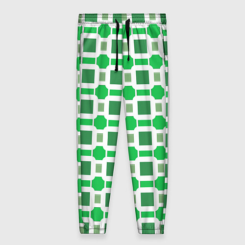 Женские брюки Зелёные кирпичики и белые полосы / 3D-принт – фото 1