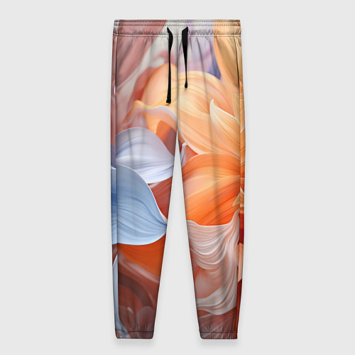Женские брюки Голубой и оранжевый цветок / 3D-принт – фото 1