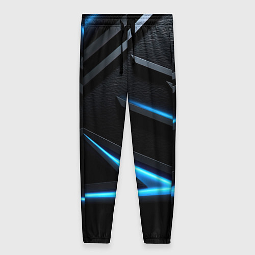 Женские брюки Черный и синий фон с абстракцией / 3D-принт – фото 1