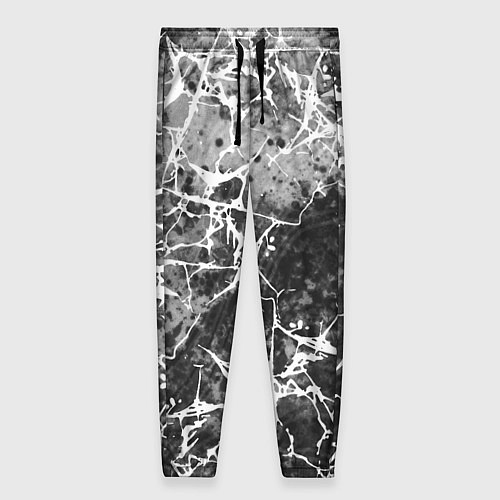 Женские брюки Абстракция - белые трещины на сером фоне / 3D-принт – фото 1