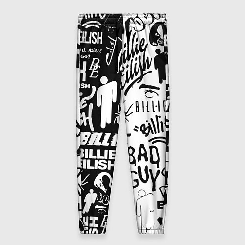 Женские брюки Billie Eilish чернобелые битва лого / 3D-принт – фото 1