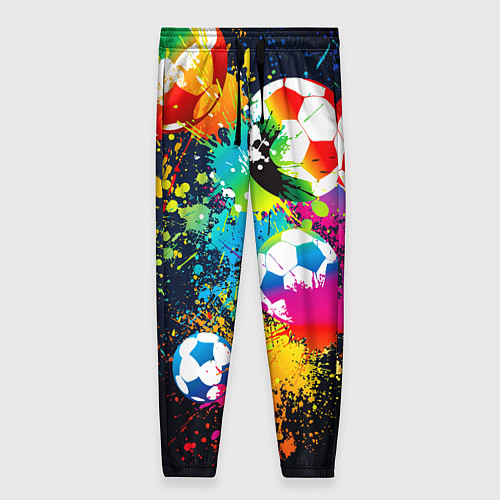 Женские брюки Разноцветные футбольные мячи / 3D-принт – фото 1