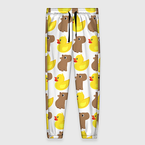 Женские брюки Капибара с желтой уткой / 3D-принт – фото 1