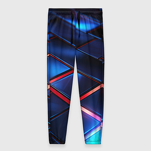 Женские брюки Синие абстрактные плиты / 3D-принт – фото 1