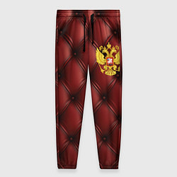 Женские брюки Золотой герб России на красном кожаном фоне