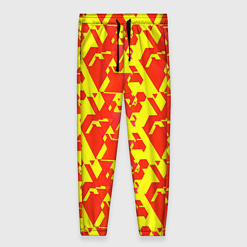 Женские брюки Красные фигуры на жёлтом фоне / 3D-принт – фото 1