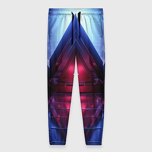 Женские брюки Фиолетовое свечение за треугольной абстракцией / 3D-принт – фото 1
