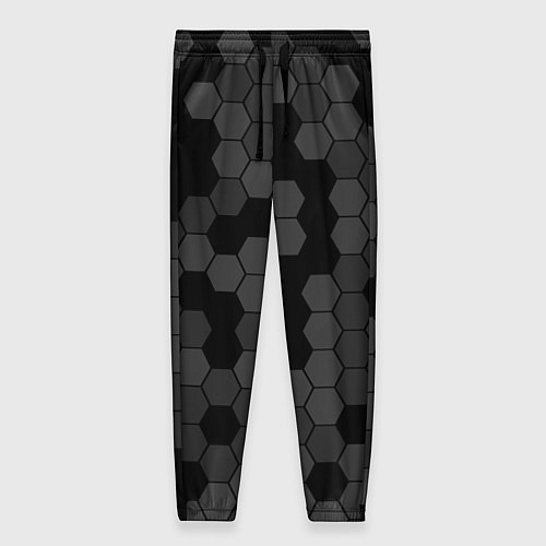 Женские брюки Камуфляж гексагон черный / 3D-принт – фото 1